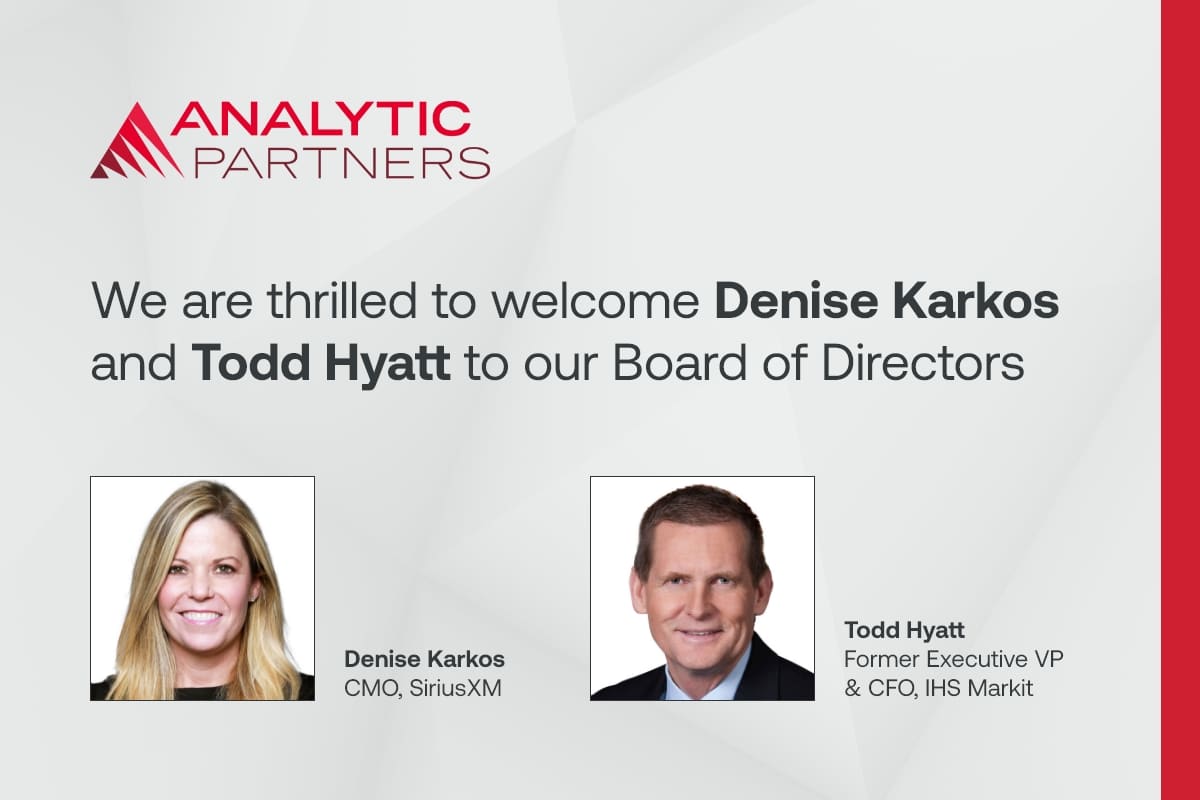 Analytic Partners announcing Denise Karkos and Todd Hyatt to Board of Directors