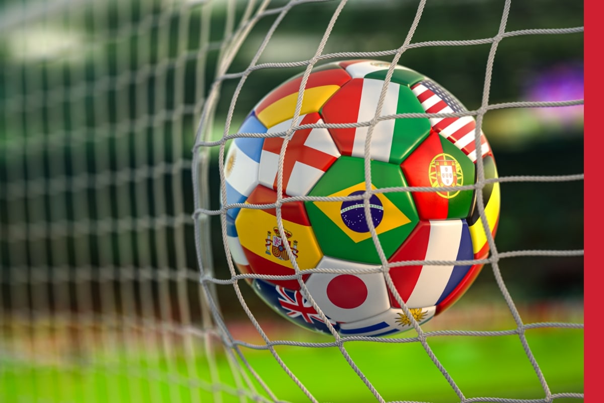 World Cup soccer ball going into net